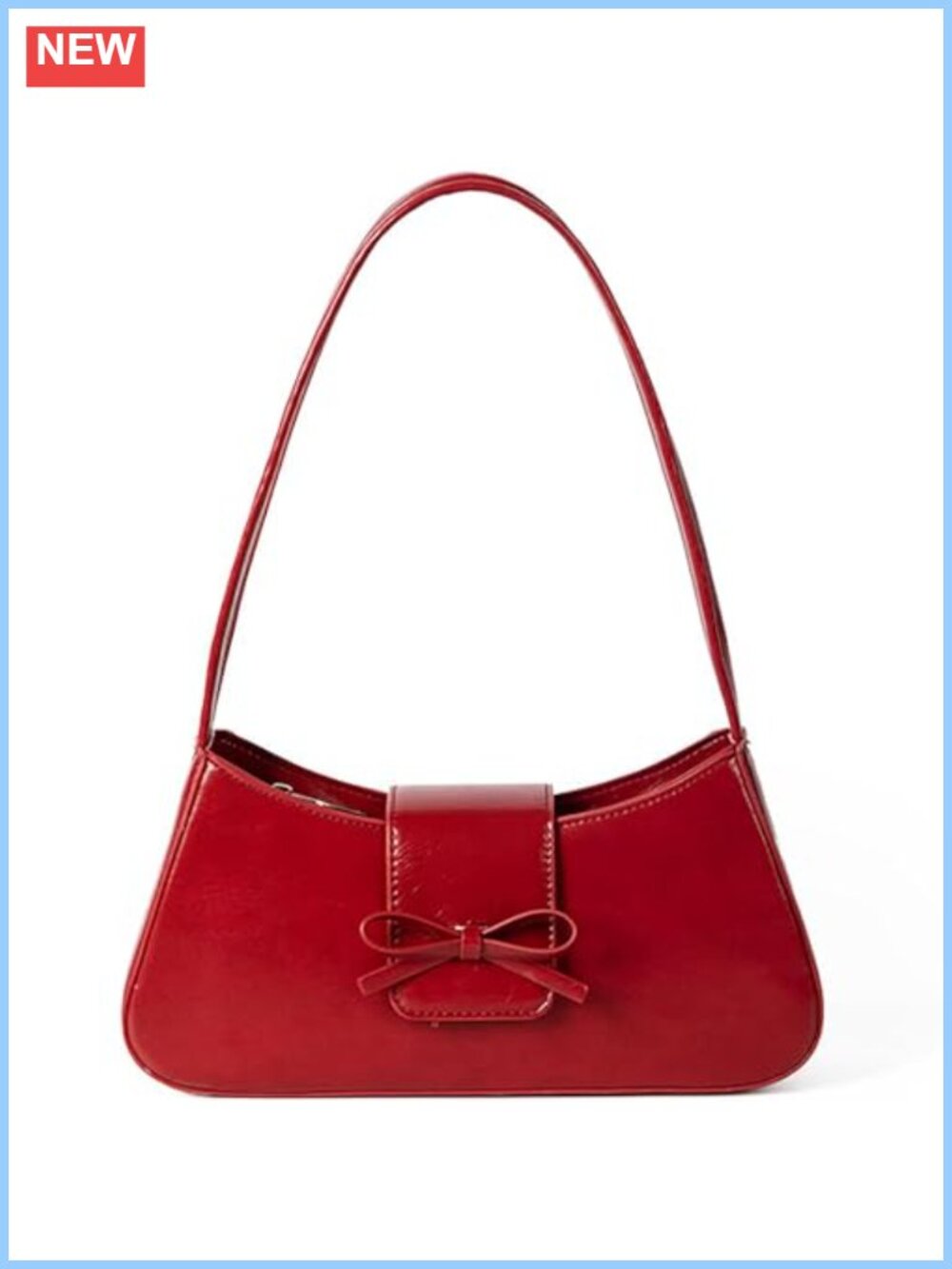 Faux Leather Small Shoulder Bag Coquette Bow Purse Mini Hobo Handbag